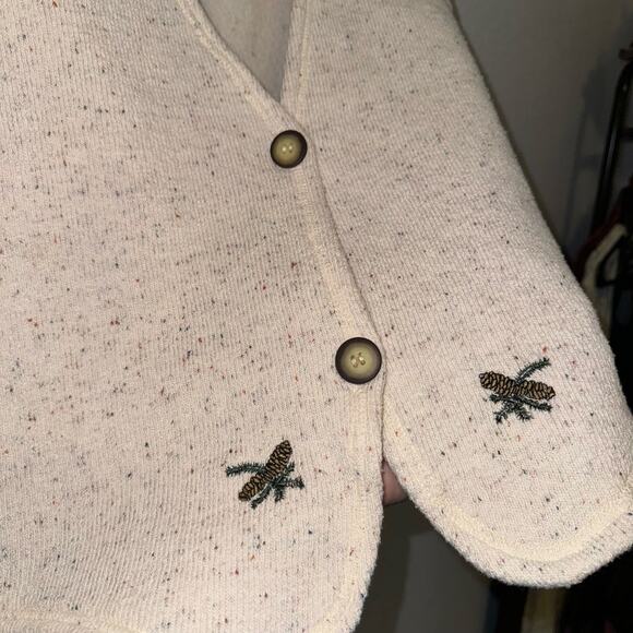 Vintage Invisible Ink Sweater Vest Large Cream/Beige Embroidered Fall Festive - Picture 3 of 7
